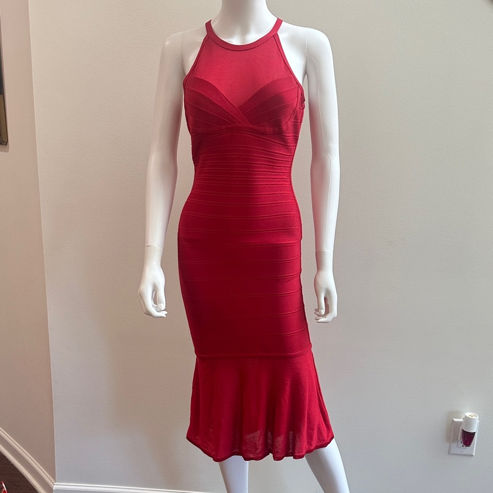Stunning Herve Leger Red Midi Dress